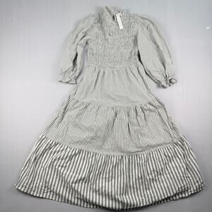 She + Sky Smocked Striped Cotton Maxi Dress XL NWT